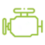 green and white check engine light icon