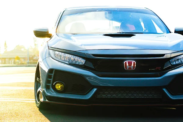 Front of blue Honda Civic sedan