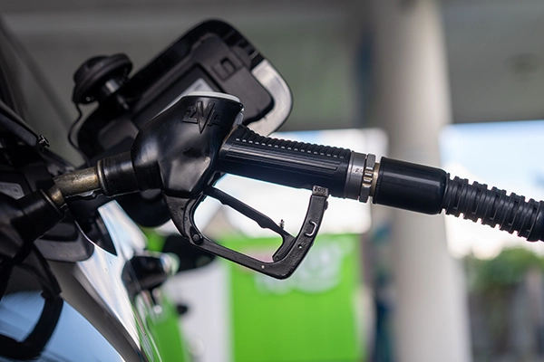 Fuel pump in fuel door of car